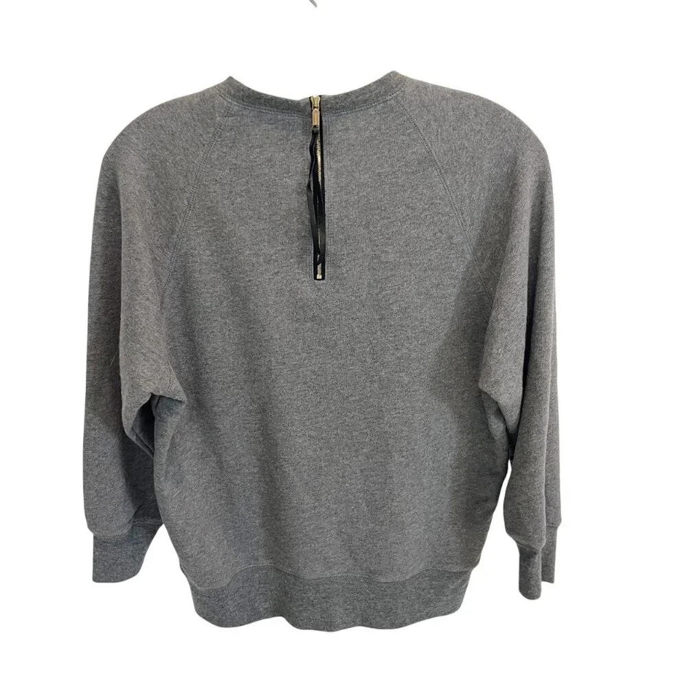 Coach Gray &‎ Brown Leather Applique Logo Sweatshirt Preppy - Womens Size XS